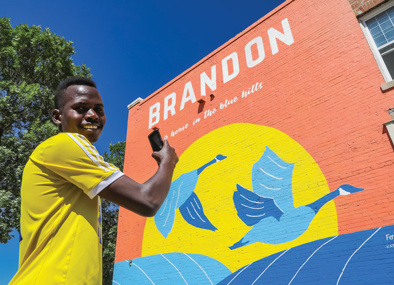 Brandon Downtown Mural – A Home in the Blue Hills (Geese) – 1233 Rosser Avenue, Brandon