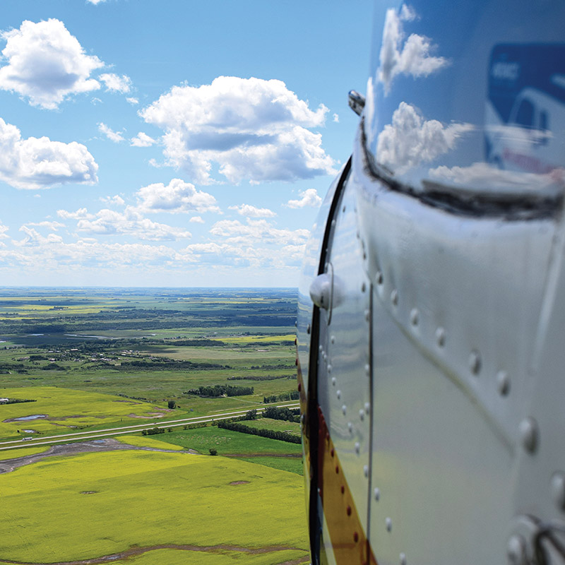 Flight over Brandon, Manitoba in a vintage plane