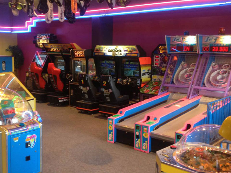 Arcade and games area at Fun and Games in Brandon, Manitoba