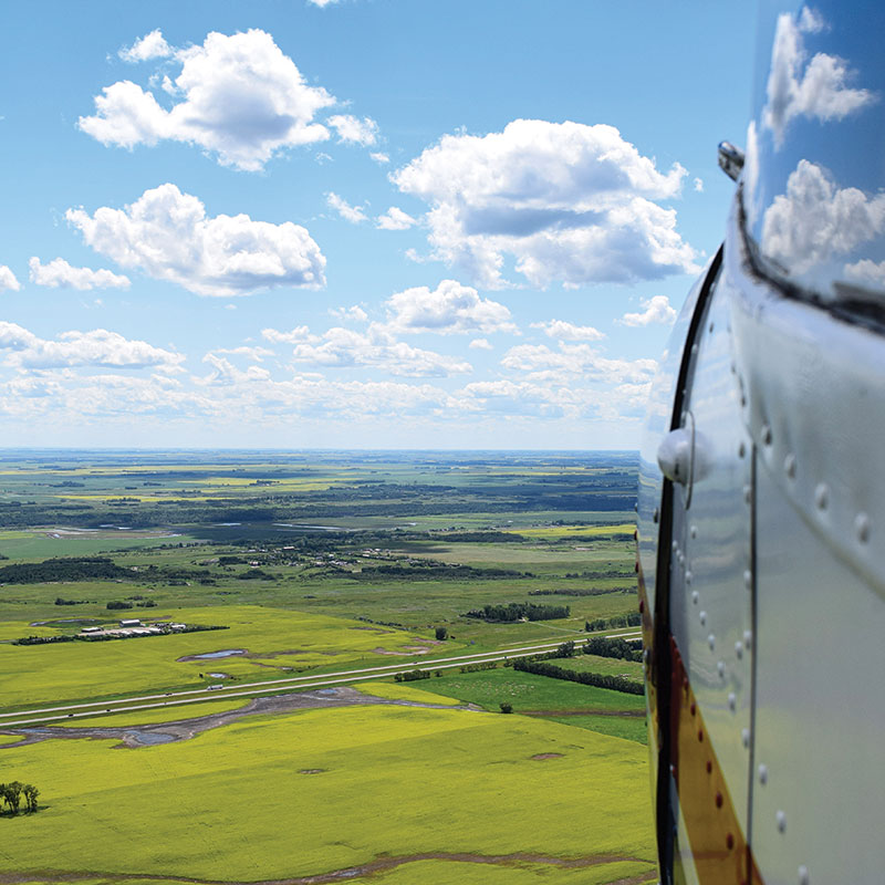 Flight in a vintage plane over western Manitoba with Brandon Flight Centre, Brandon, Manitoba